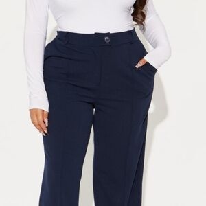 Fashion Nova Navy Straight-Leg Pants